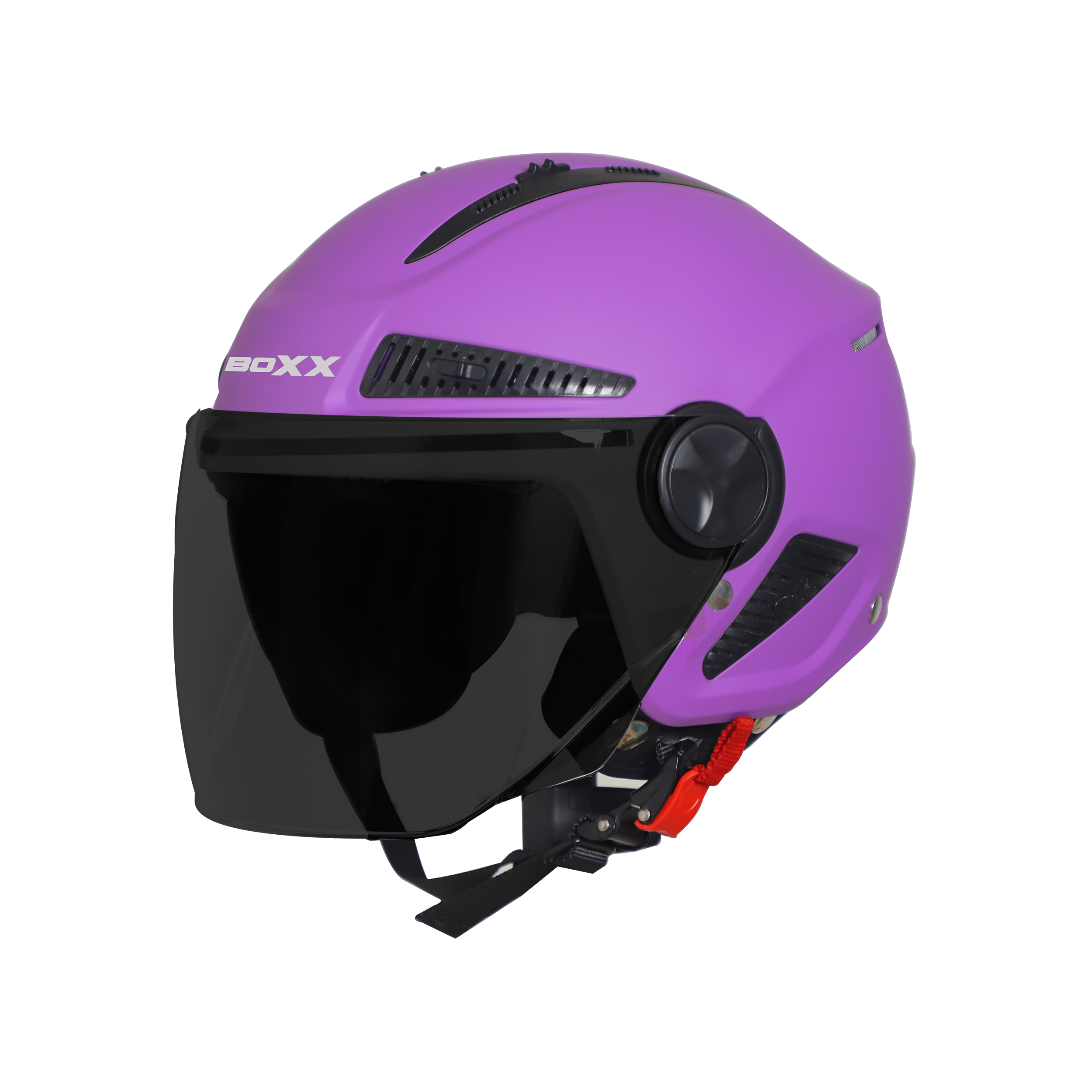 Steelbird SBH-24 Boxx ISI Certified Open Face Helmet For Men And Women (Glossy Violet With Smoke Visor)